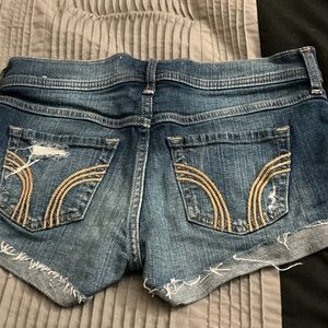 Hollister Blue Jean Shorts with Gold Stitching size 1